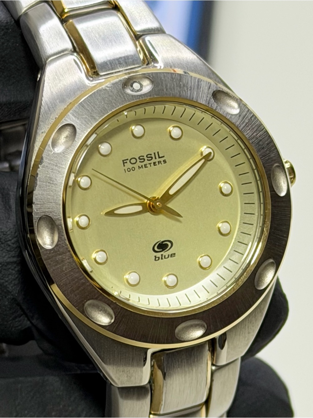 Fossil Blue AM-3304 Champagne Dial Two-Tone Stainless Steel 30mm Ladies’ Watch
